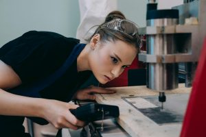 Woman learning new technical skills